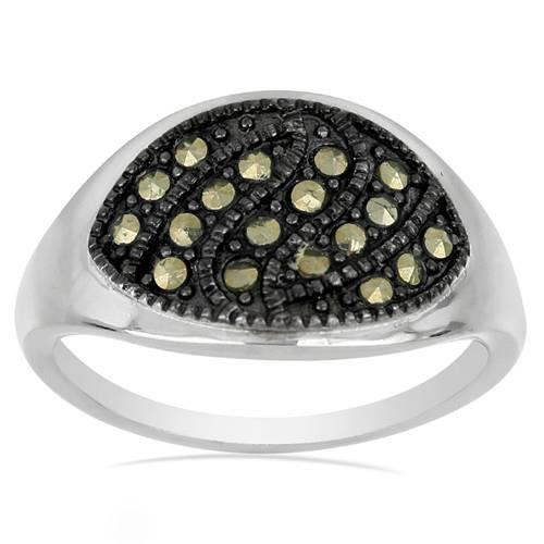 REAL AUSTRIAN MARCASITE GEMSTONE RING IN 925 STERLING SILVER